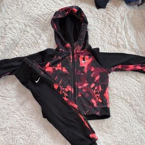 Nike Dri-fit Black and Red Abstract Hoodie and Pants/joggers 24 months